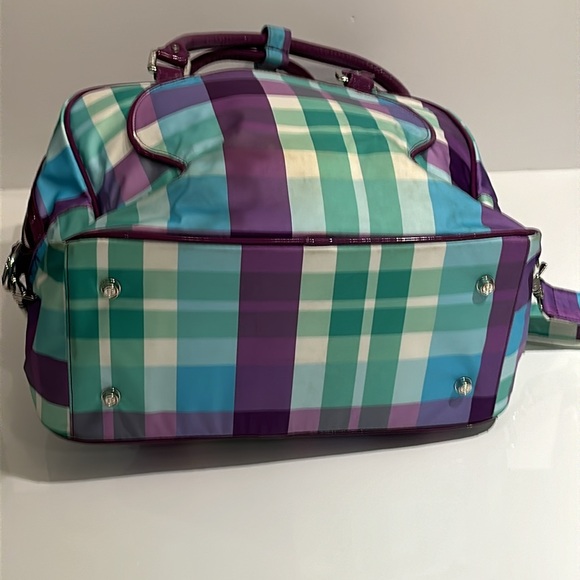 lululemon Green & Purple Plaid Duffle Bag USED - Picture 6 of 9